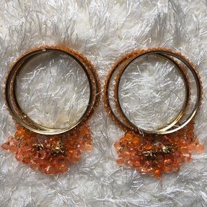 4 Piece Orange & Gold Indian Bangle Set